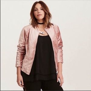 Dusty Pink Velvet Moto Jacket Torrid 3